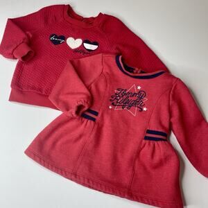 Lot of 2 Tommy Hilfiger Baby Girl 18M Sweatshirt Pullover Sweater Ruffle Logo